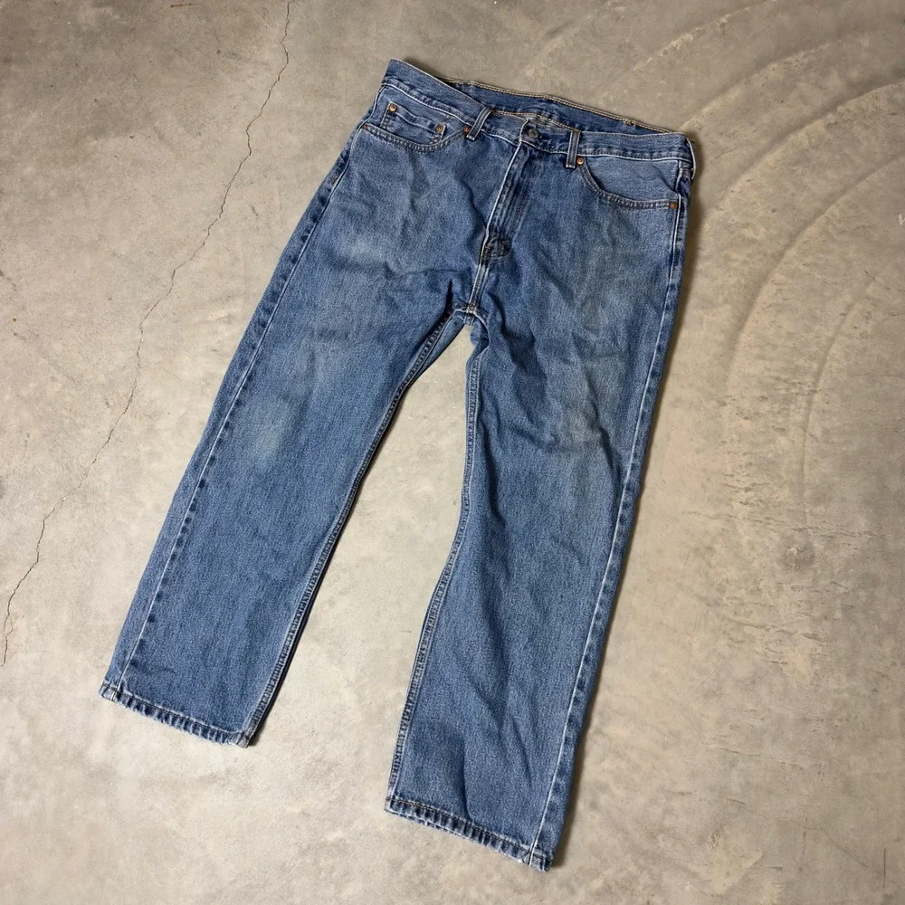 Levi's 505 Regular Fit‎ Jeans Mens 38x29 Blue Baggy Distressed Grunge Streetwear